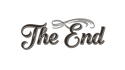 Decorative Vintage "The End" Typography, Isolated White Background