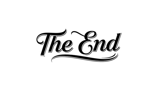 Clean Bold Typography "The End" Text, Isolated White Background