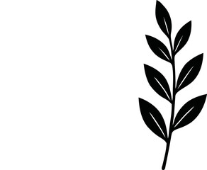 Decorative floral leafy branch silhouette for corner design vector.