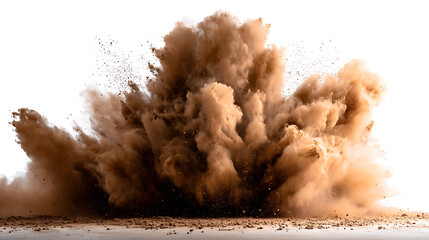 Intense Brown Dust Cloud Explosion with Scattered Particles