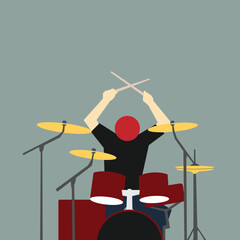 Simple flat design of band characters. vocalist, guitarist, and drummer
