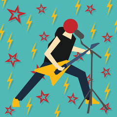 Simple flat design of band characters. vocalist, guitarist, and drummer