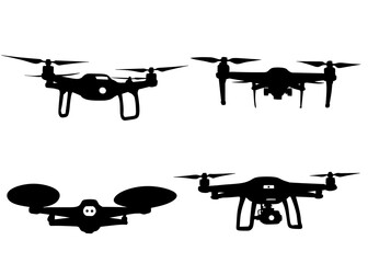 Drone Silhouettes in Minimal Vector Style for Technology Concept © ElRif12