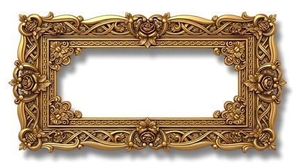 Ornate vintage gold picture frame with intricate carvings and floral design