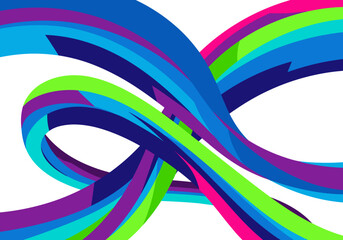 Abstract colorful ribbons forming dynamic waves in vibrant hues  