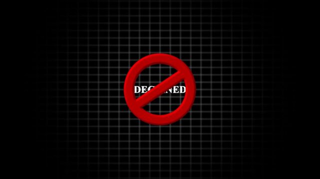 Red Prohibition Sign with Word Declined forbidden