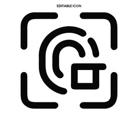 Simple black and white icon depicting a camera view with a square focus outline