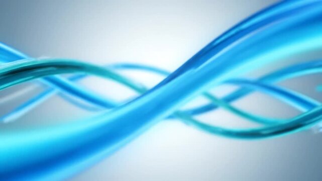 Abstract blue and teal wavy lines smoothly flowing and interlacing on a light background