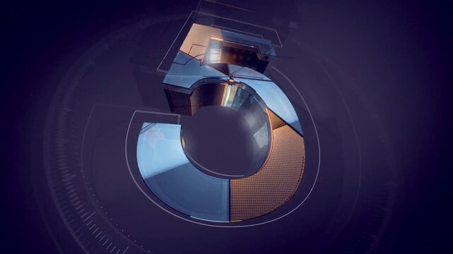 A high-tech and futuristic 3d render of the number nine in a modern design