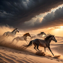 Beautiful Horse Standing in Meadow at Countryside