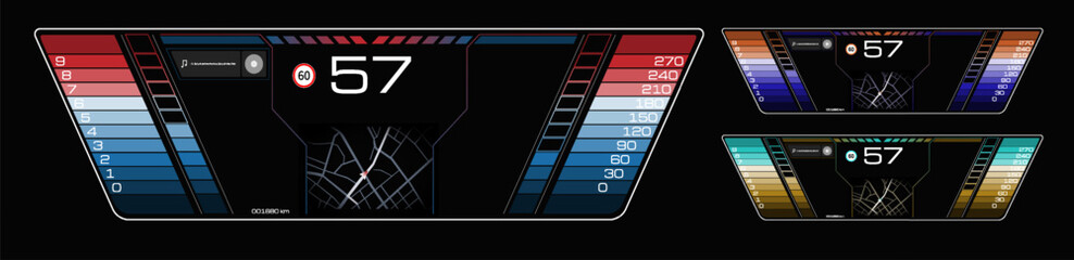 Digital display board shows various metrics and statistics in a gaming or tech environment during an active session
