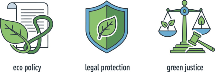 Eco Sustainability Symbols Representing Nature and Environment for Green Justice and Legal Protection