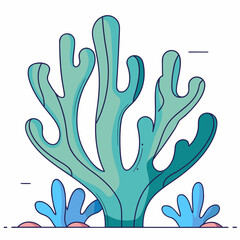 Obraz premium Cartoon Style Coral Branch Illustration on a White Background