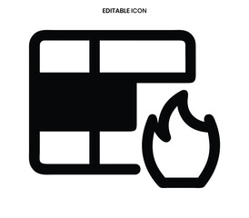A simple black icon depicting a television set with flames emerging from underneath it