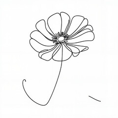 Simple line drawing of a flower with delicate petals and stem  