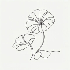 Minimalist line drawing of two flowers on plain background  
