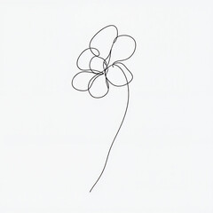Simple wire flower sculpture with delicate design on white background  