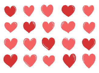 Vector set of hand drawn hearts. Simple decorative love illustrations. Valentine's day.