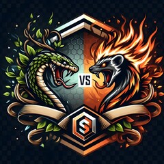 Vine Boa vs Fire Mongoose Esports Mascot Logo Vector