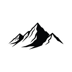 Minimalist Black and White Mountain Range Silhouette: Rugged Peaks, Adventure, Nature, Landscape Photography