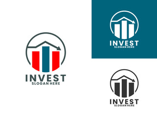 Graphic with arrow and circle logo design vector template, Investment icon design vector