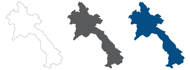 Obraz premium Laos map plain set. Map of Lao PDR in blank set.