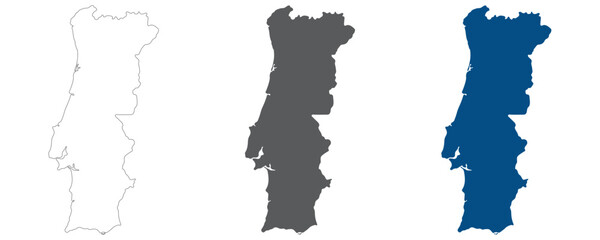 Obraz premium Portugal map plain set. Map of Portugal in blank set.