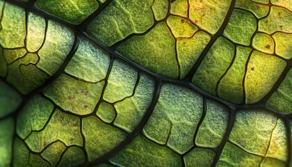 Ultra-Realistic Extreme Close-Up of Leaf Veins, Moss and Fern Spores with Cellular Detail