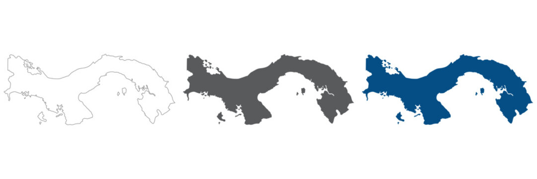 Panama map plain set. Map of Panama in blank set.