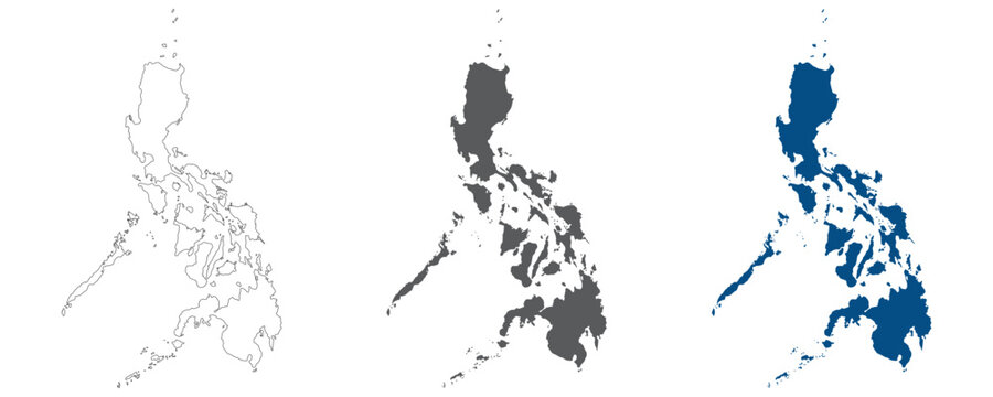 Philippines map plain set. Map of Philippines in blank set.