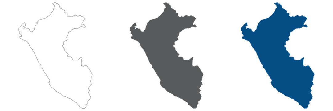 Peru map plain set. Map of Peru in blank set.