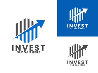 Hexagon graphic with arrow logo design vector template, Investment logo icon design vector