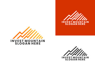 Up arrow combination with abstract mountain logo design vector template, Investment logo icon design vector
