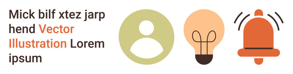 Social media, creativity, communication, alert systems, innovation, user interface. Profile icon, light bulb notification bell. Social media and creativity through visual symbols © robu_s