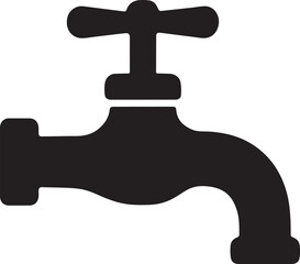 Simple black and white illustration of a water tap or faucet design