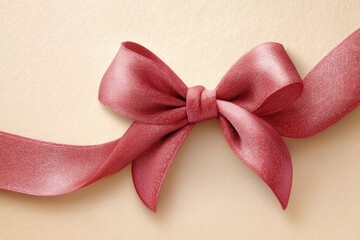 Red ribbon bow is tied in a bow shape. Valentines day.