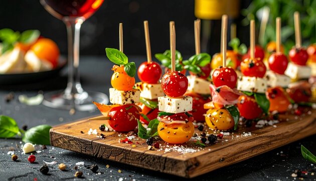 Festlich angerichtete Antipasti-Spie&szlig;e mit edlen Zutaten,