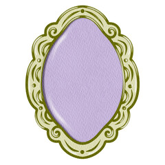 Elegant Decorative oval Frame Vintage Ornate Green Frame. Green Border Vintage Frame.