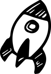 Hand drawn rocket ship illustration a simple sketch for concepts of space travel exploration and startup business isolated on white background