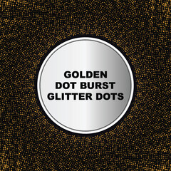 Golden dot burst halftone glitter effect. Luxury halftone pattern with sparkle particles and shining confetti