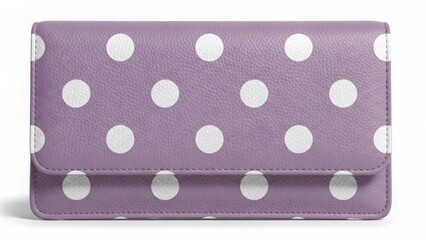 Lavender polka dot cosmetic bag with soft fabric pattern isolated on white