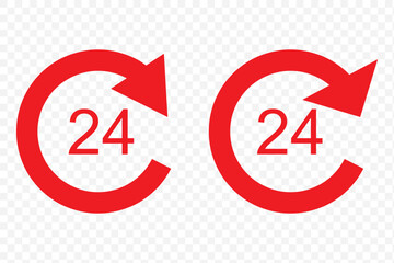 24 Hrs icons vector logo illustration simple design. Web UI design.