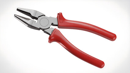 Obraz premium Red handled pliers on white background for gripping and twisting objects