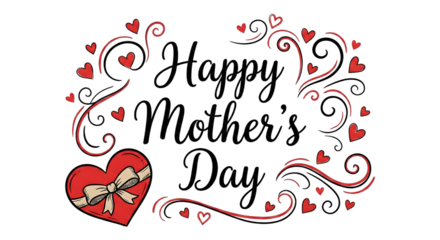 Valentine's day heart with ribbon and swirling hearts