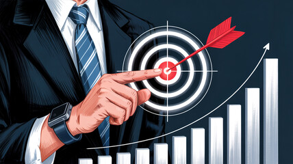 A professional business-focused digital illustration with a dark background