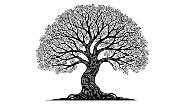 Detailed tree illustration on - Powered by Adobe