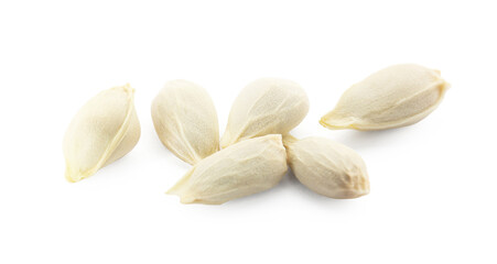 Many seeds of tangerine isolated on white