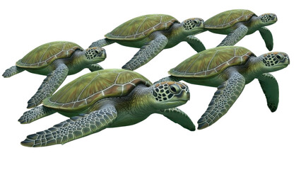 Obraz premium Group of Green Sea Turtles Swimming