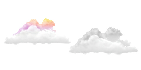 White clouds with pastel colors on white background isolated on a transparent background.png