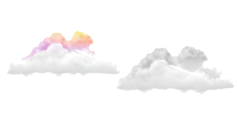White clouds with pastel colors on white background isolated on a transparent background.png